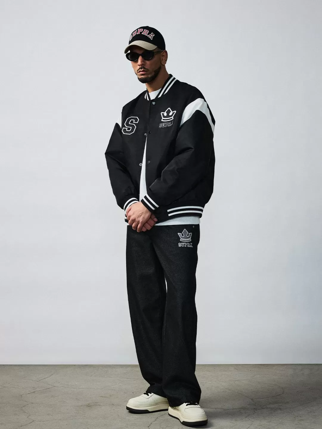 VARSITY SHOULDER BLOCK NYLON VARSITY JACKET^Supra Hot