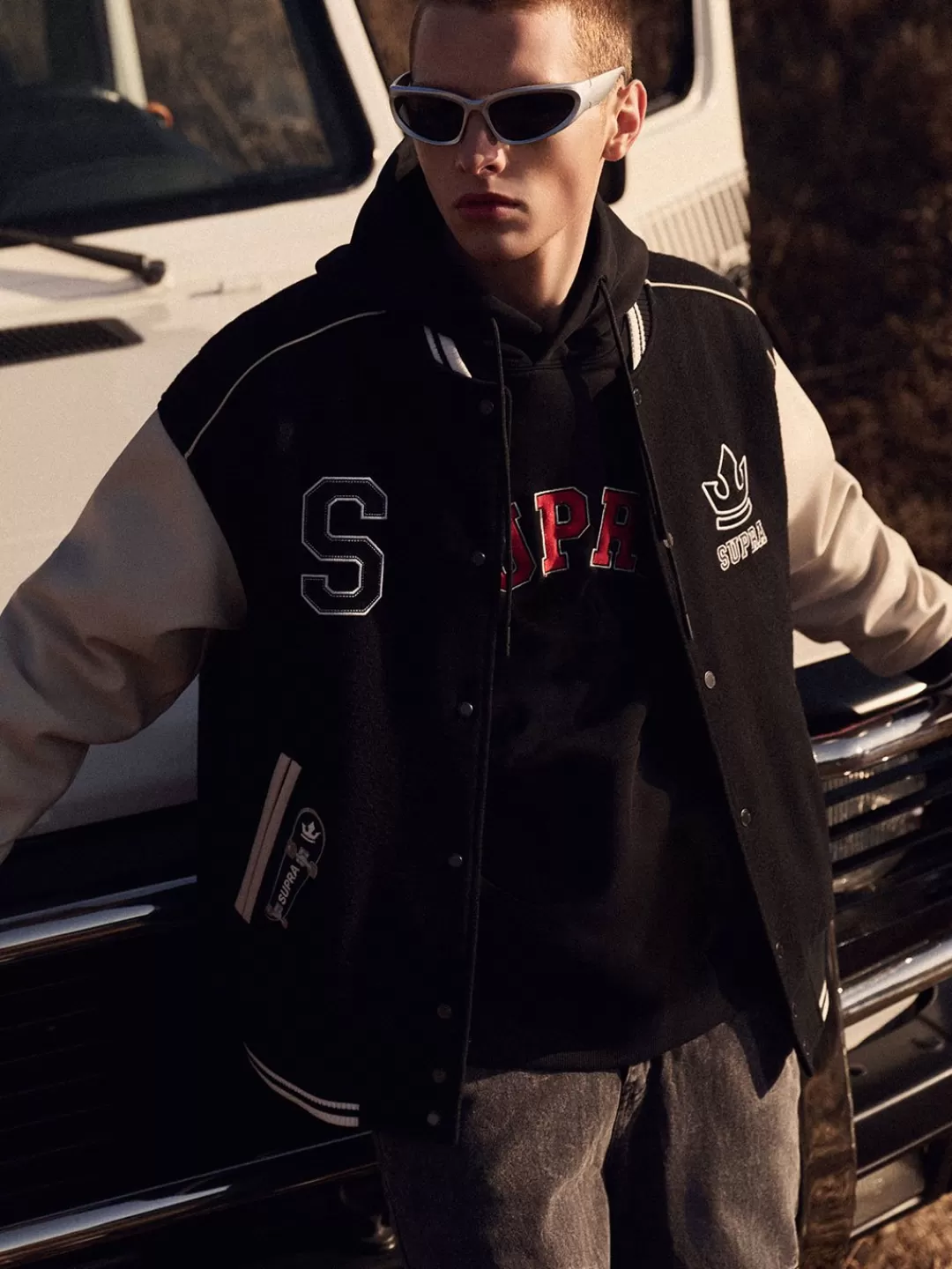 VARSITY SIMPLE S LOGO WOOL VARSITY JACKET^Supra Store